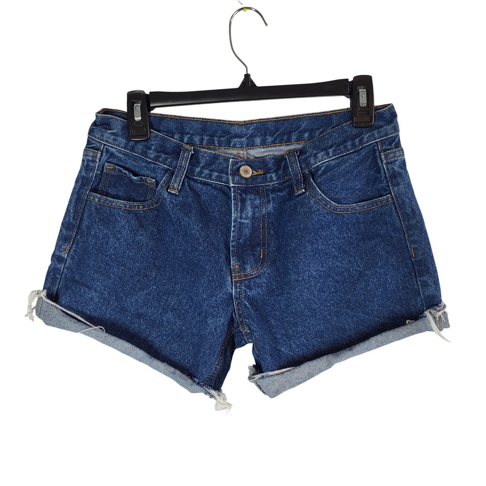 J Galt Denim‎ Cutoff Shorts Womens Small Mid Rise Dark Wash Cuffed Festival